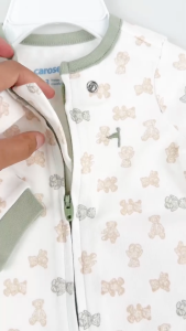 TinyBee บอดี้สูทเด็ก ชุดหมีคลุมเท้า ซิปสองทาง 2 WAY ZIPPER Romper Sleepsuits ชุดเด็กอ่อน ผ้าฝ้าย ลายหมี อายุ 3-18 เดือน