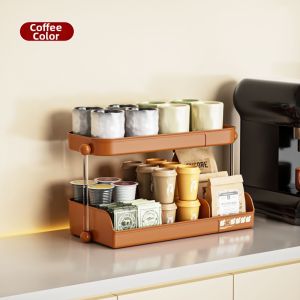 Water Draining Storage Shelf for Coffee Machines and Cups Double Layer