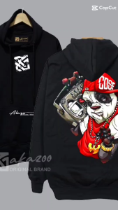 sweater pria distro bandung akazoo bahan tebal premium BLKANG COSE PANDA SPEKER sablon saku putih
