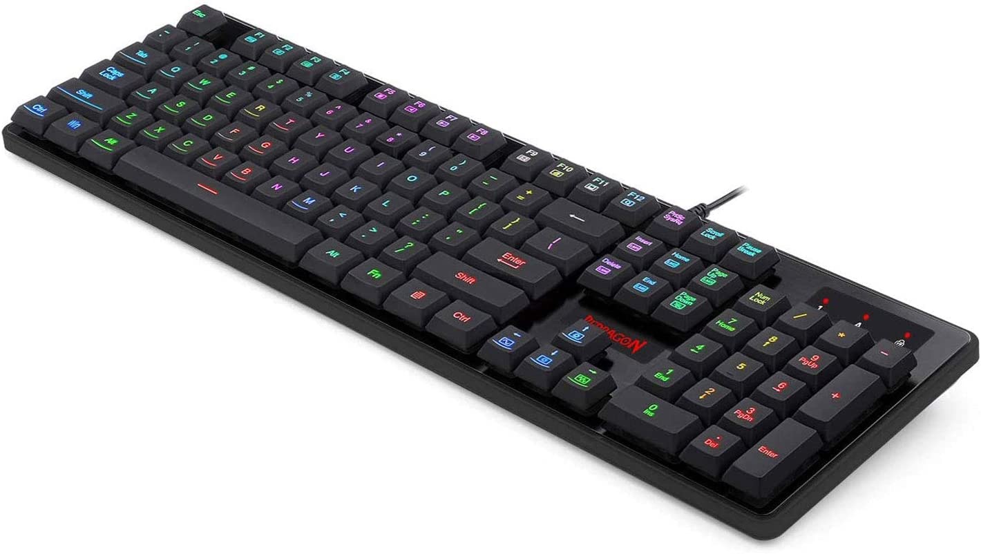 Redragon DYAUS 2 K509-RGB Gaming Keyboard 104 Key Quiet Low Profile Backlit Mechanical Feel Keyboard