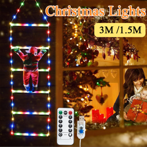 Christmas Ladder Light String Lights with Santa ClausWaterproof Lights For Indoor Outdoor Home Wall Tree Decor