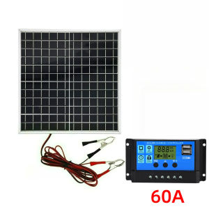 12W Portable Solar Panel Monocrystalline Aluminum Frame Kit Equipped with 12V Solar Controller Outdoor Solar Charging Power