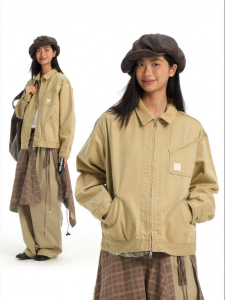 JNXS | Simple Color Contrast Corduroy Jacket