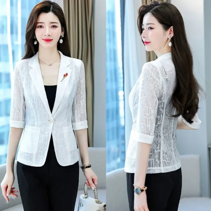 New Cross-border Style Women's Sunscreen Jacket Petite Casual Cropped Lace Slim Fit Spring Summer 2024 Coat Lightweight