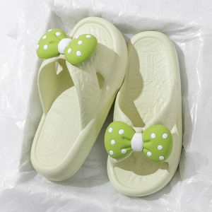 Summer Home Use Womens Butterfly Knot Slippers EVA Soft Bottom Anti-Slip Silent Bathroom Bathing Lightweight Tread Sensation Clogs