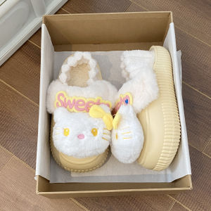 Dép Đi Trong Nhà KT Cat Cotton Heel Dễ Thương Cho Nữ Mùa Đông Dép Đi Trong Nhà Bằng Vải Cotton Đế Dày Chống Trượt Cho Bé Gái