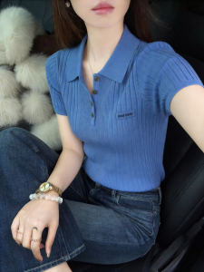 HUOLISI | Slim Fit Knitted Ice Silk Polo Collar T Shirt