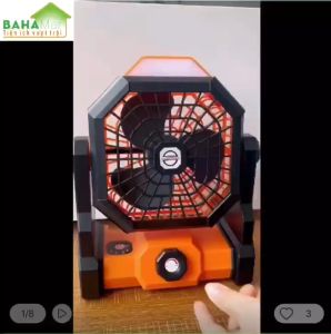 QUẠT DI ĐỘNG SẠC ĐIỆN ĐIỀU CHỈNH TỐC ĐỘ VÔ CẤP CÓ TÍCH HỢP ĐÈN LED (DÙNG KHI MẤT ĐIỆN HOẶC MANG ĐI CẮM TRẠI TIỆN DỤNG) "BAHAMAR" có thể được sử dụng trong cắm trại và ngoài trời