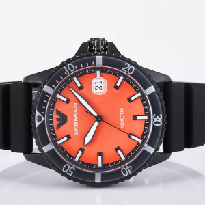 Emporio Armani Male N/A Analog Watch ( AR11684 ) - Quartz Black Case Round Dial 22 MM Black Silicone Band