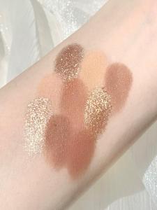 DIKALU Matte Orange Brown Eyeshadow Palette Butter Pumpkin Pearl Milk Tea Nine Grids Eye Shadow Dish for Any Skin Type