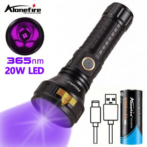 Alonefire H44UV 20W 365nm Led Ultraviolet Blacklight Flashlight USB Charging Money Ore Pet Stains Invisible ink Marker Detection Light