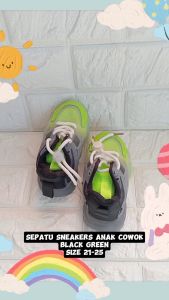 Sepatu Sneaker Anak Laki-Laki Import Murah dan Sepatu Keds Anak Black Green