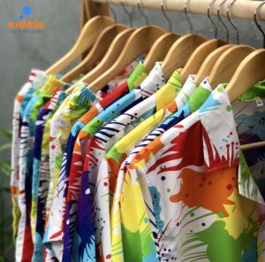 Áo quần đi biển du lịch team building Nidala phong cách Hawai chất liệu kate thái trẻ trung