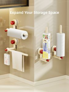 Kitchen Paper Towel Holder Nordic Style Wall Mounted No Drilling Required Suction Cup Holder for Disposible Cloths And Tissues