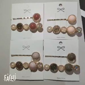 SET 2 kẹp tóc ngọc trai nhân tạo đá trong siêu xinh mã PK-027