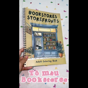 Sổ Tô Màu Bookstores Storefronts Coloring Book Tiệm Sách Phong Cách Vintage 24 Tờ LIM DIY