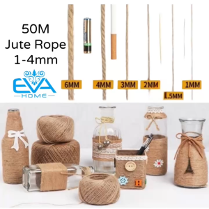 Dây Jute Tự Nhiên 50M (1mm–4mm) Phù Hợp Cho DIY Trang Trí Chai Lọ Gói Quà