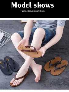 Vietnam Rubber Slippers Mens Fashionable and Wearable Flip Flops Home out Flip-Flops Mens Slippers Non-Slip Deodorant Rubber Cool