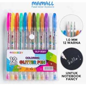 Pulpen Gel Gliter Warna Warni Higlighter Gliter Pen B12