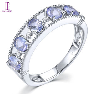 Lohaspie Jewelry Genuine Solid Sterling Silver 925 Ring Original Natural Tanzanite Aquamarine Ring 925 Silver Ring With Stone For Women Aquamarine Ring For Women Silver Jewelry