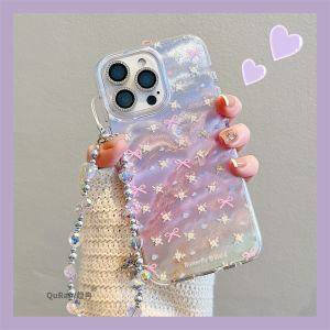 Summer  Gradient Floral Butterfly Knot Phone Case for  15Promax 13New Model with Lanyard 16Promax High End Unique Popular