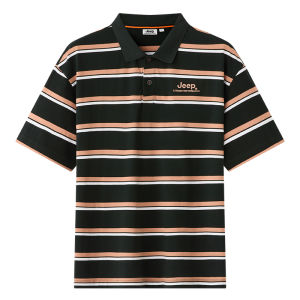 จี๊ป | เสื้อยืดคอโปโลผู้ชาย Jeep Outdoor Pure Cotton ระบายอากาศได้ดี แขนสั้น ทรงบาง ลายทาง เสื้อโปโลผู้หญิง ฤดูร้อน 2024 ใหม่