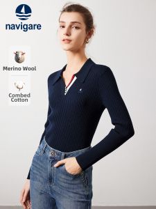Navigare | Wool Dark Blue Fitted Knitwear