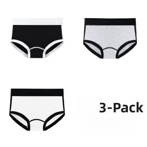 PIER N°5 | Pure Cotton High Waist Sporty Womens Briefs Herbal Initial Color Ladies Flat Briefs Antibacterial Underwear Fundamental Shorts