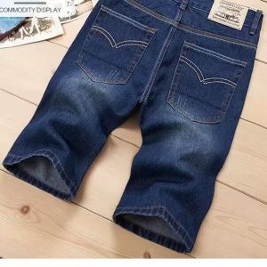 Summer Four Points Denim Middle Pants Men American Retro Washed Old Trendy Slim-Fitting Small Straight Casual Shorts