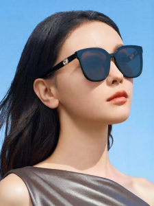 HELEN KELLER | Round Black Oversized Sunglasses UV Protection