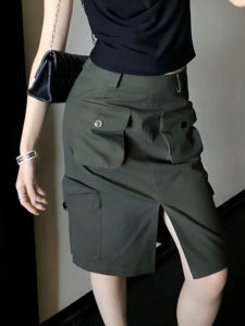 MANMI | Cargo Style Green Short Skirt