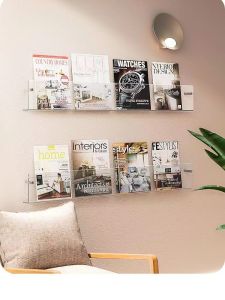 Acrylic Bookcase No Punch Frame Wall Magazine Rack Simple Shelf Transparent Wall Display Stand Creative Ins