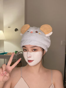 Adorable Thick Coral Fleece Hair Drying Cap Womens Super Absorbent Quick Dry Bath Cap Cartoon Design Head Wrap Hair Towel