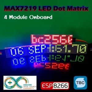 MAX7219 LED Dot Matrix 8x8 ขนาด 32mm x 32mm 4 ชุด ออนบอร์ด มี 3 สีให้เลือก แดง🟥เชียว🟩น้ำเงิน🟦