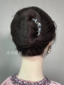 New Chinese Style Four-Tooth Comb U-Shaped Hairpin Ball Head Hair Accessory Hairpin Back of Head Bun Maker High-End Feeling