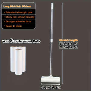 Floor Lint Roller with Replacement 3/6 Rolls Extra Sticky for Pet Hair Extra Sticky Long Handle Large Lint Roller for Floors