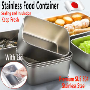 304 Stainless Food Container Stainless Steel Box Stainless Box Storage Food Sealed Storage Box Food Storage Containe Stainless Steel Fresh Keeping Box Fridge Frozen Storage Box Fruit Vegetable Sealing Container Box Heater Household Kitchen Fresh Keep Box