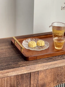 Johor Seller | Bamboo Tea Tray Rectangular Solid Wood Tray Kung Fu Tea Cup Tray With Handle