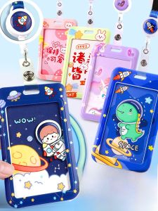 Upgraded Neck Strap School ID Card Holder Retractable Cute Cartoon Pattern Kindergarten Pickup Card Sleeve Business Badge Cover