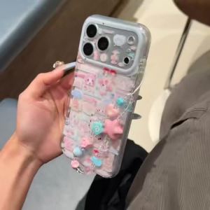 Sanrio | Ốp Điện Thoại Trong Suốt Hình Chú Cừu Hồng Hoạt Hình Dễ Thương Melody Viền Xanh Dành Cho iPhone 17/16/15 Pro Max - Bảo Vệ Toàn Màn Hình