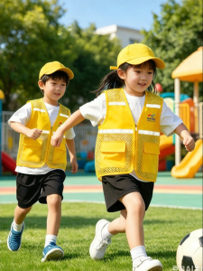 Custom Logo Printed Kids Vest Multi Pocket Mesh