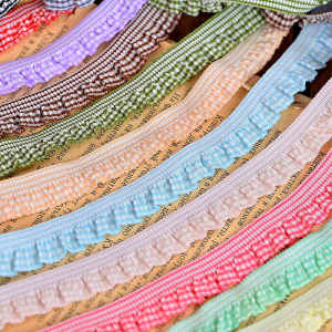 Fungus Elastic Ruffles DIY Elastic Band Ruched DIY Bilateral Ribbon Gingham Handmade Doll Clothes Lace Accessories