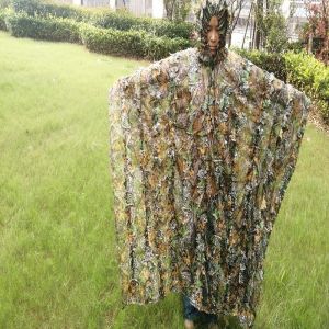 เหมือนจริง 3D ใบ Camouflage Poncho Cloak Stealth ชุดกลางแจ้ง Woodland CS เกมเสื้อผ้าสําหรับถ่ายภาพการล่าสัตว์