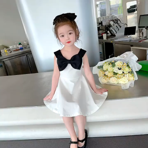 PRINCESS KESLI 2-12 Years Girls Dress For Kids Bow Hitam Gaun Budak Perempuan Sleeveless Baju Baby Girls Korean Style Untuk Kanak-Kanak