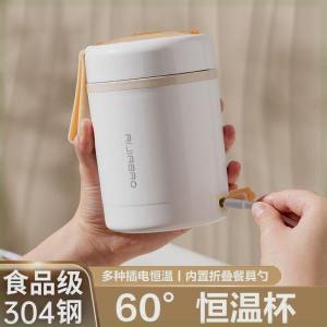 Heatable Stainless Steel Lunch Box Car USB Charging Long-lasting Insulation Bucket for Office Workers Modern Simple Style Double Cover