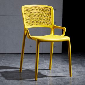 Modern Minimalist Plastic Chair Thickened Hollow-out Dining Chair Household Adult Office Restaurant Armchair Outdoor Casual Chair