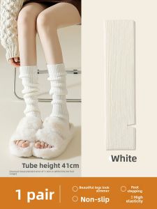 Thickened Warm Knitted Mid-Calf Winter Socks Womens Leg Shaping Boot Cuffs Snow Boots Covers Ankle High Cozy Foot Covers