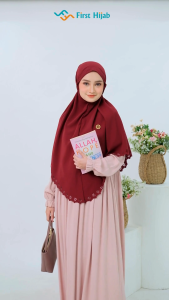 FIRST HIJAB - Maryam Bergo Cutting Laser Bahan Wolfis Premium | Bergo Ngaji/Harian/Umrohh