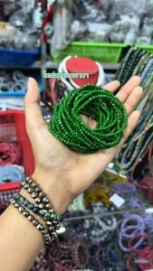 สร้อยแขนหินสี โทนหยกแคนนาดา แบบเจียระไนขนาด 3-4มิล