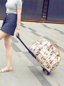 Túi Du Lịch Dung Tích Lớn Có Thanh Kéo Và Bánh Xe Vải Oxford Nhẹ In Hình Hoạt Hình Thiết Kế Hoạt Hình Cho Thanh Niên